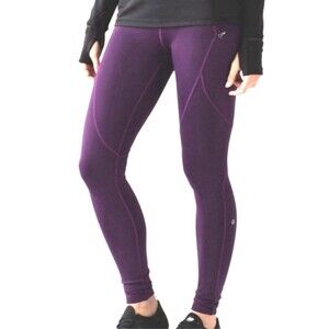 Lululemon Leggings Womens Sz 6 First Mile Tech Tight Darkest Magenta Zip Pockets